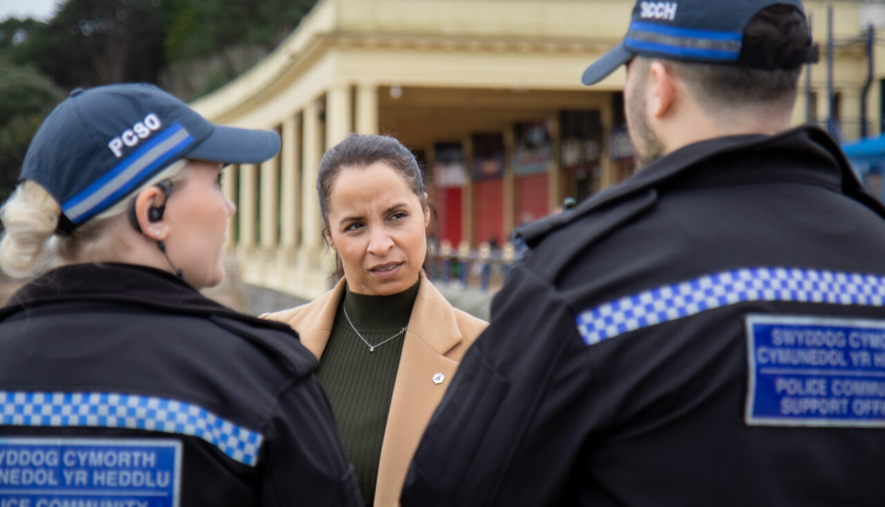 PCC Emma Wools speaking to local PCSOs