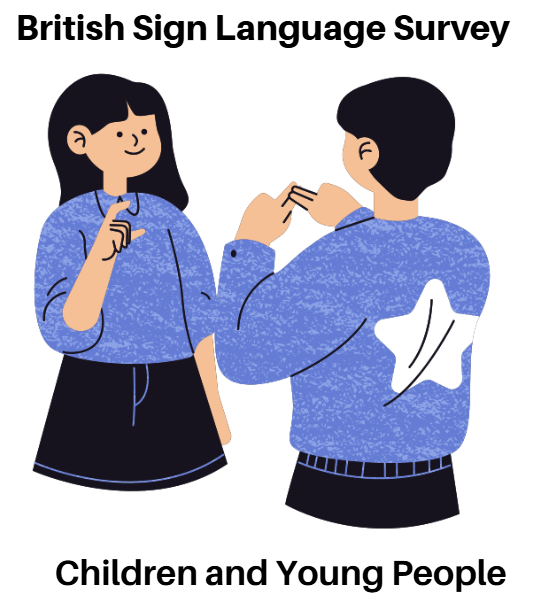 Graphic of children signing to eachother