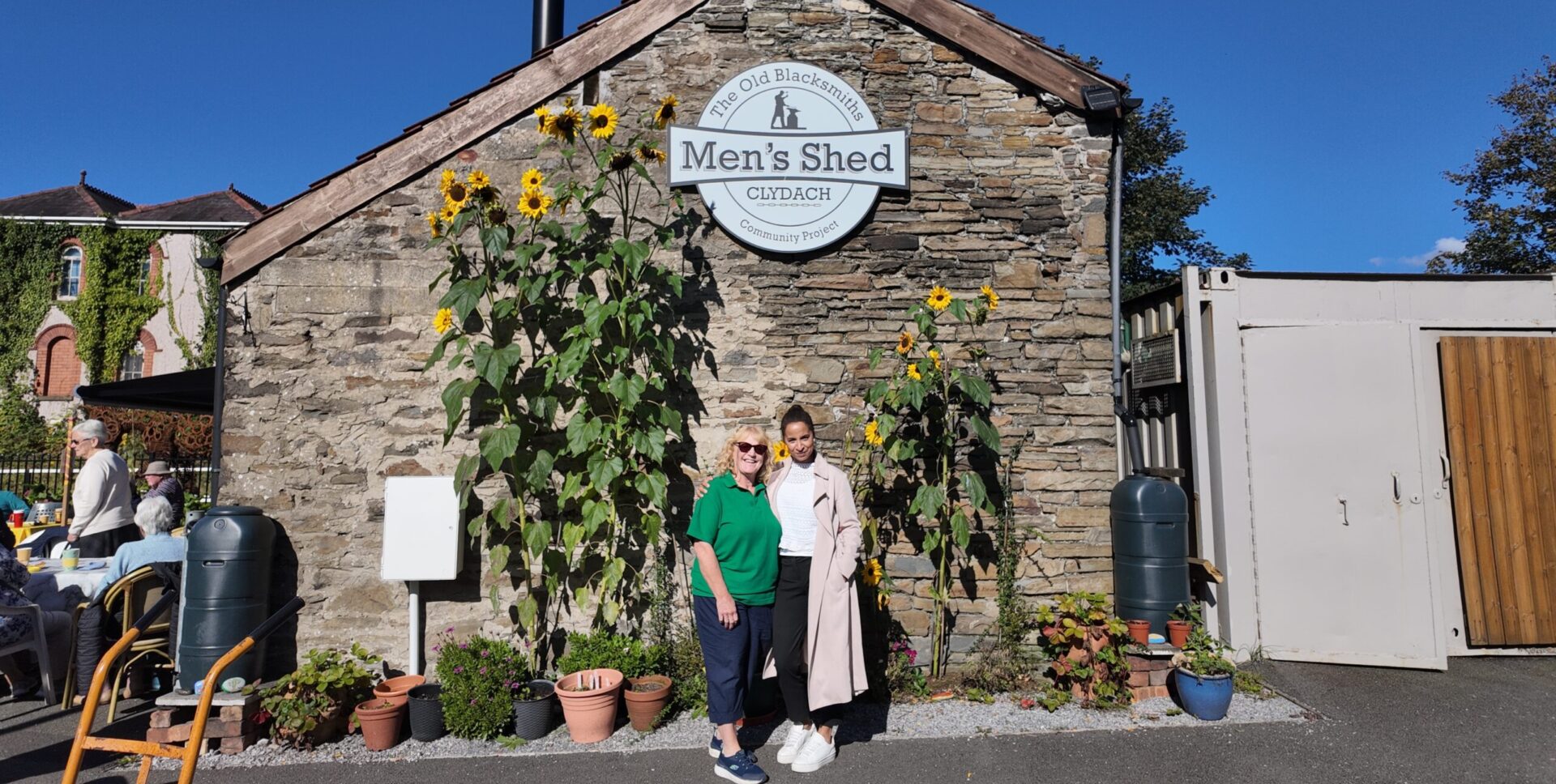 Emma and Belinda, Men's Shed, Clydach