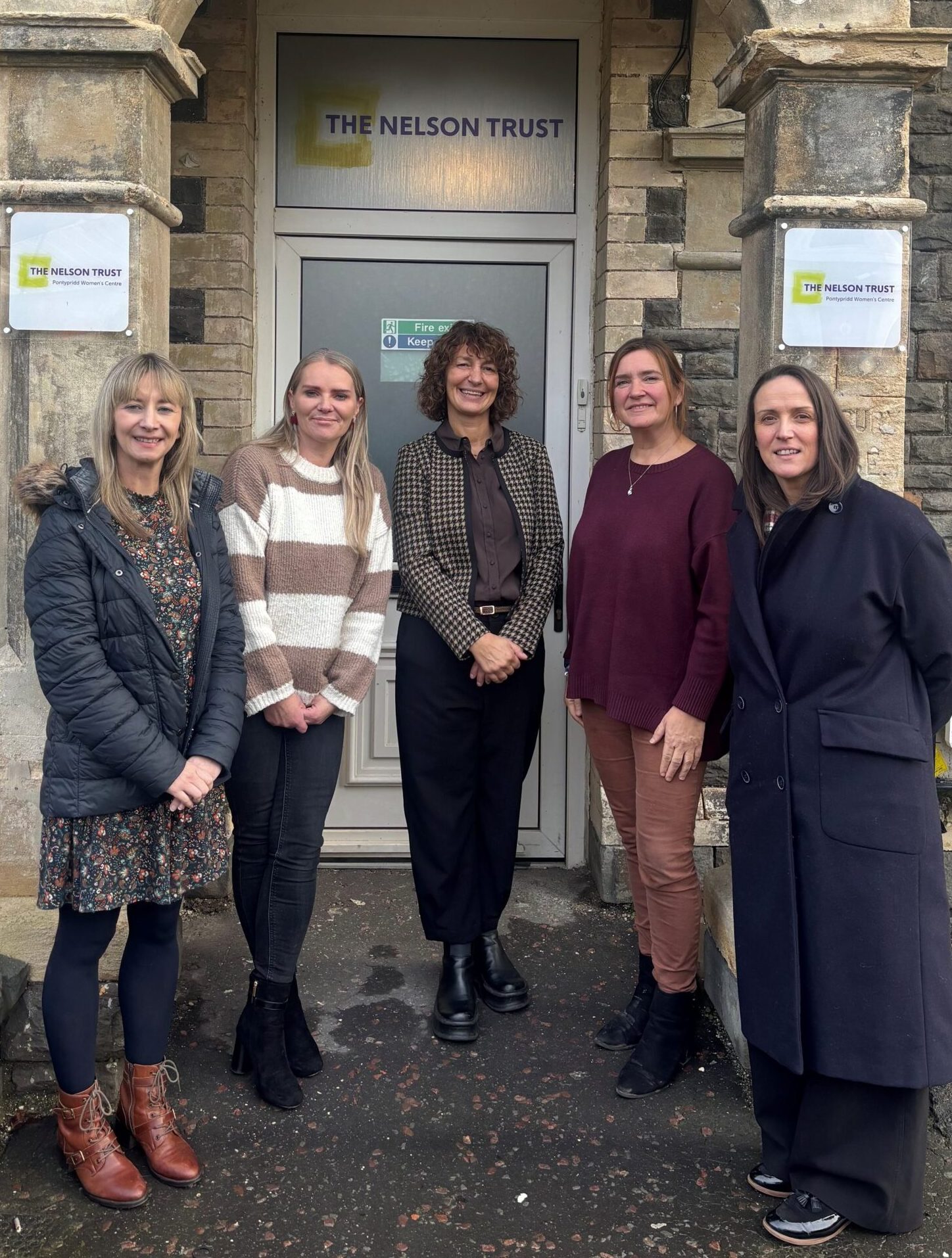 Staff from The Nelson Trust and South Wales Police and Crime Commissioner’s Office outside the Pontypridd Women’s Centre.