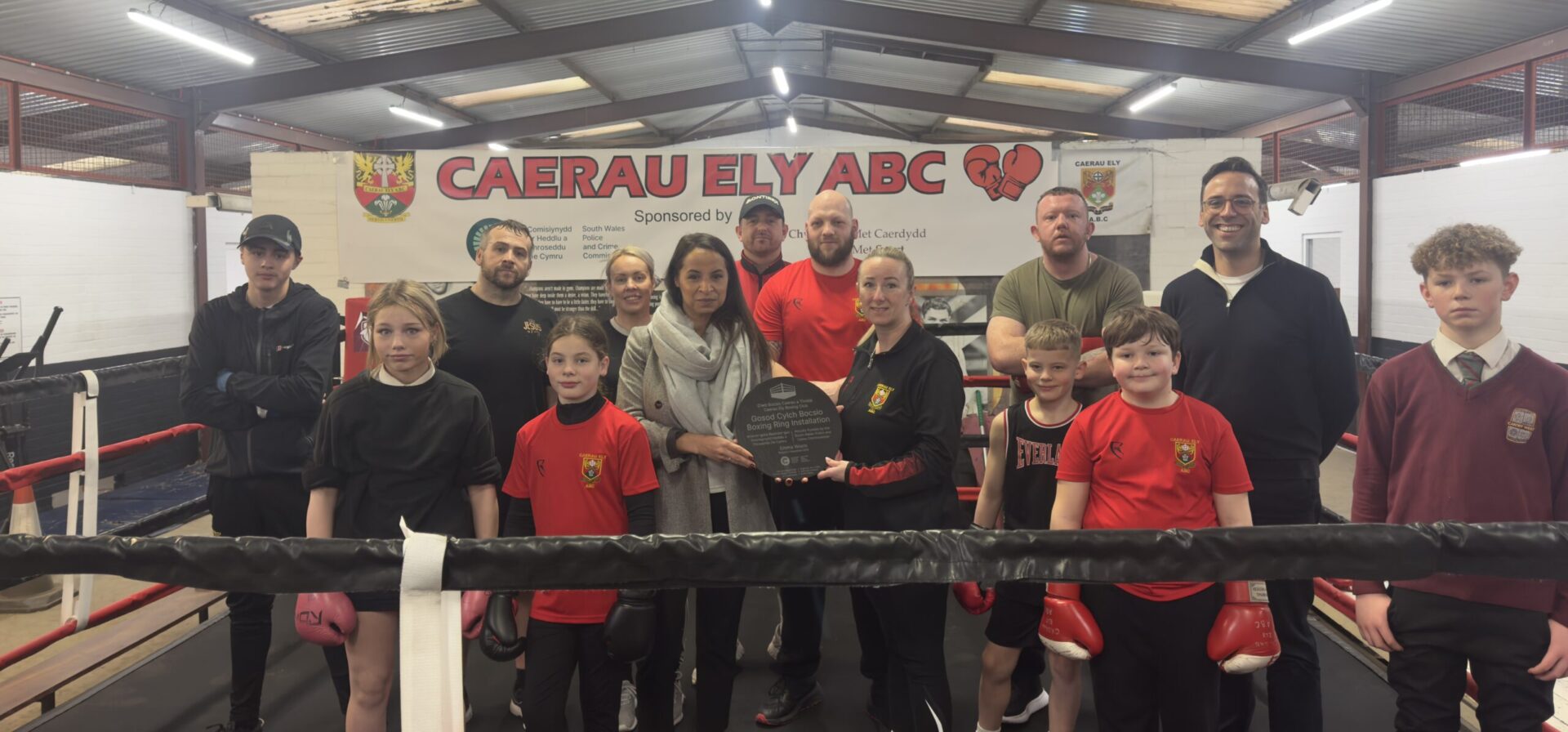 Picture of Police & Crime Commissioner, Emma Wools at Caerau Ely boxing club