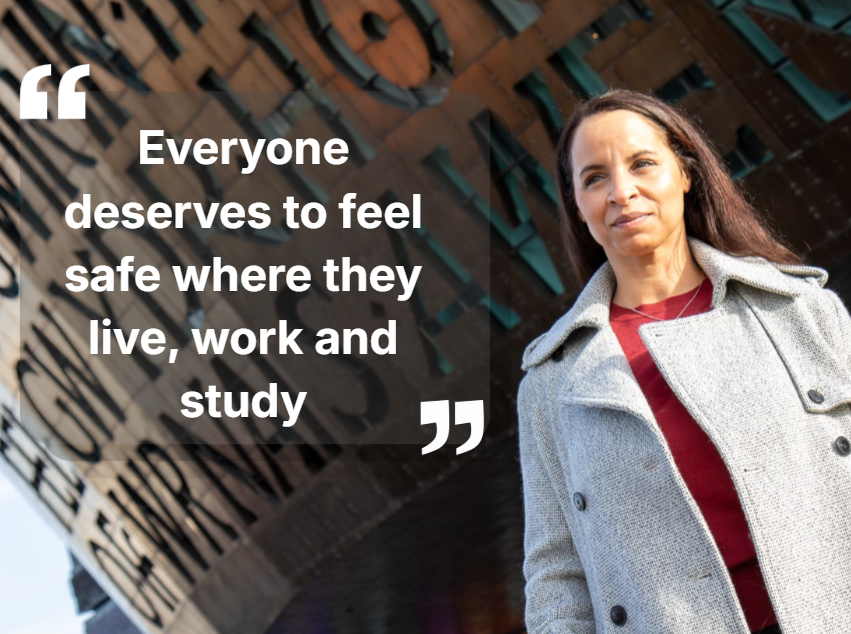 Image of Police & Crime Commissioner, Emma Wools. With quote "Everyone deserves to feel safe where they live, work and study"