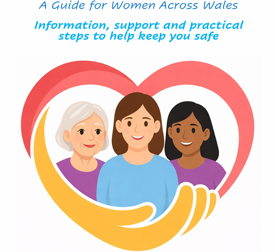 Image of the front cover of the booklet, with three women in a heart shape made with hands.